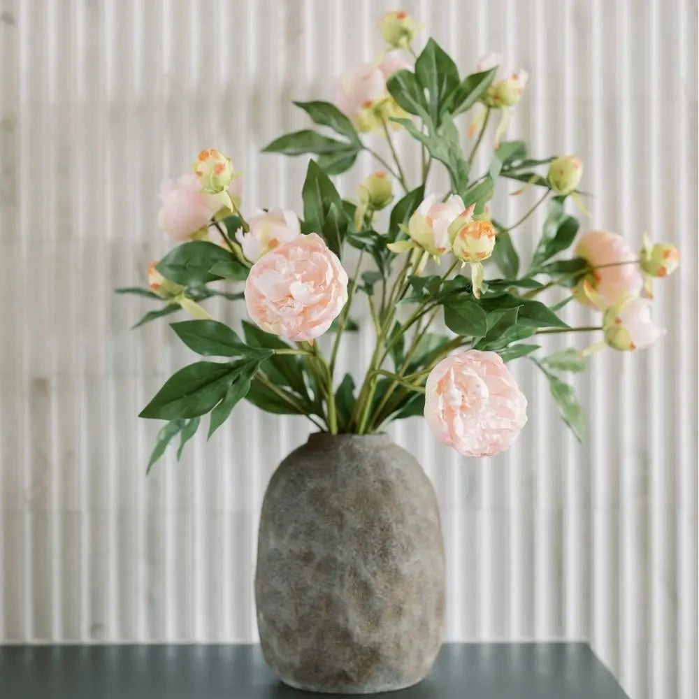Artificial Light Pink Peony Stems, Set of 5