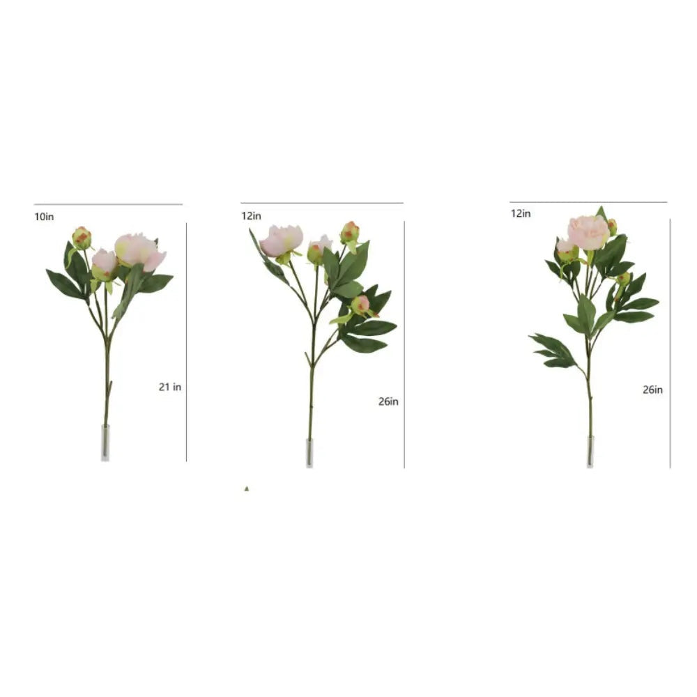 Artificial Light Pink Peony Stems, Set of 5
