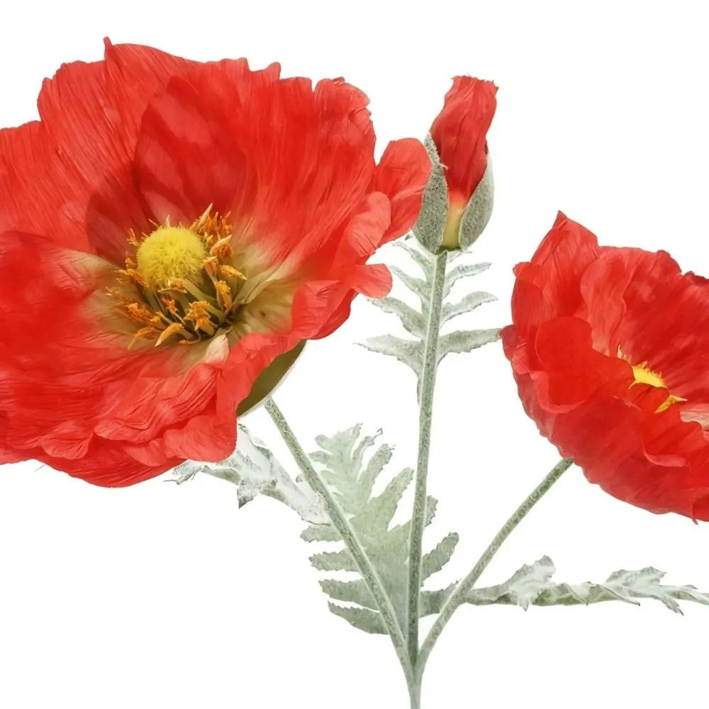 31" Artificial Watermelon Poppy Stems, Set of 5