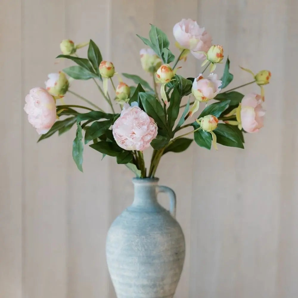 Artificial Light Pink Peony Stems, Set of 5