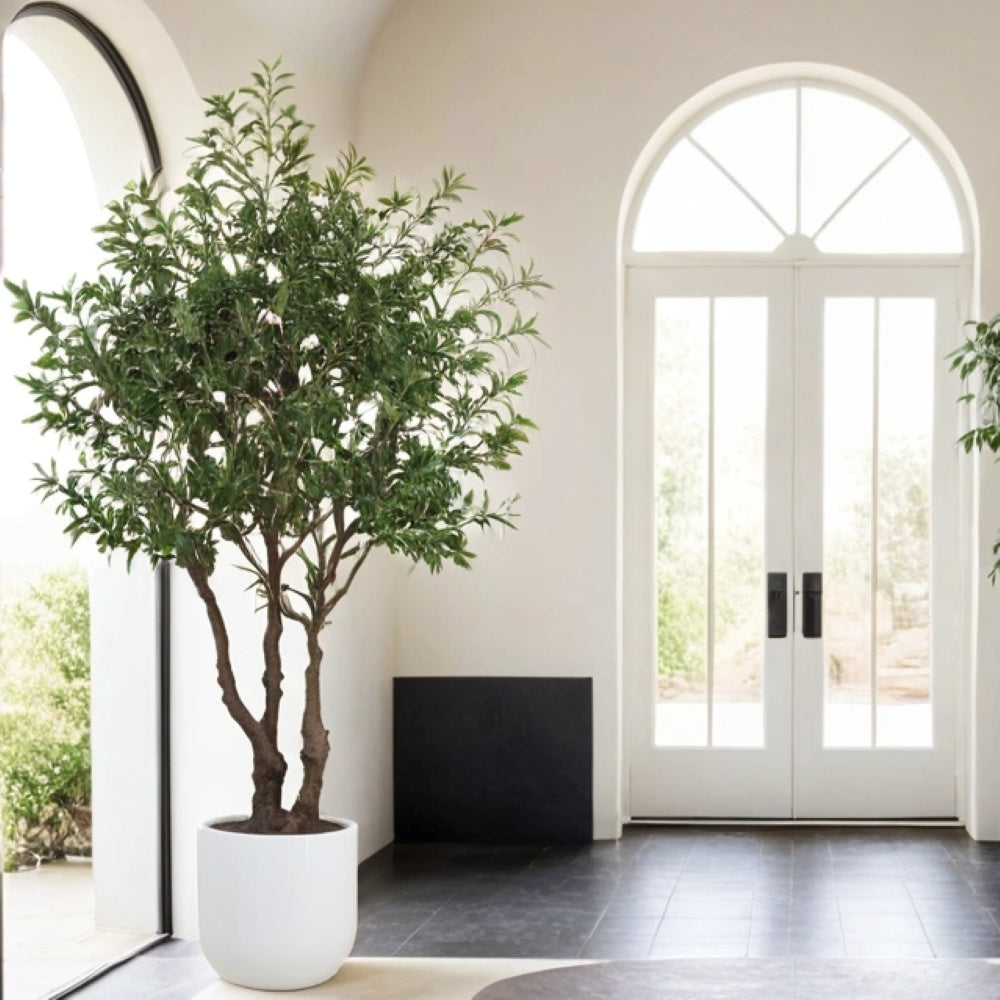 7.5' Faux Potted Olive Tree