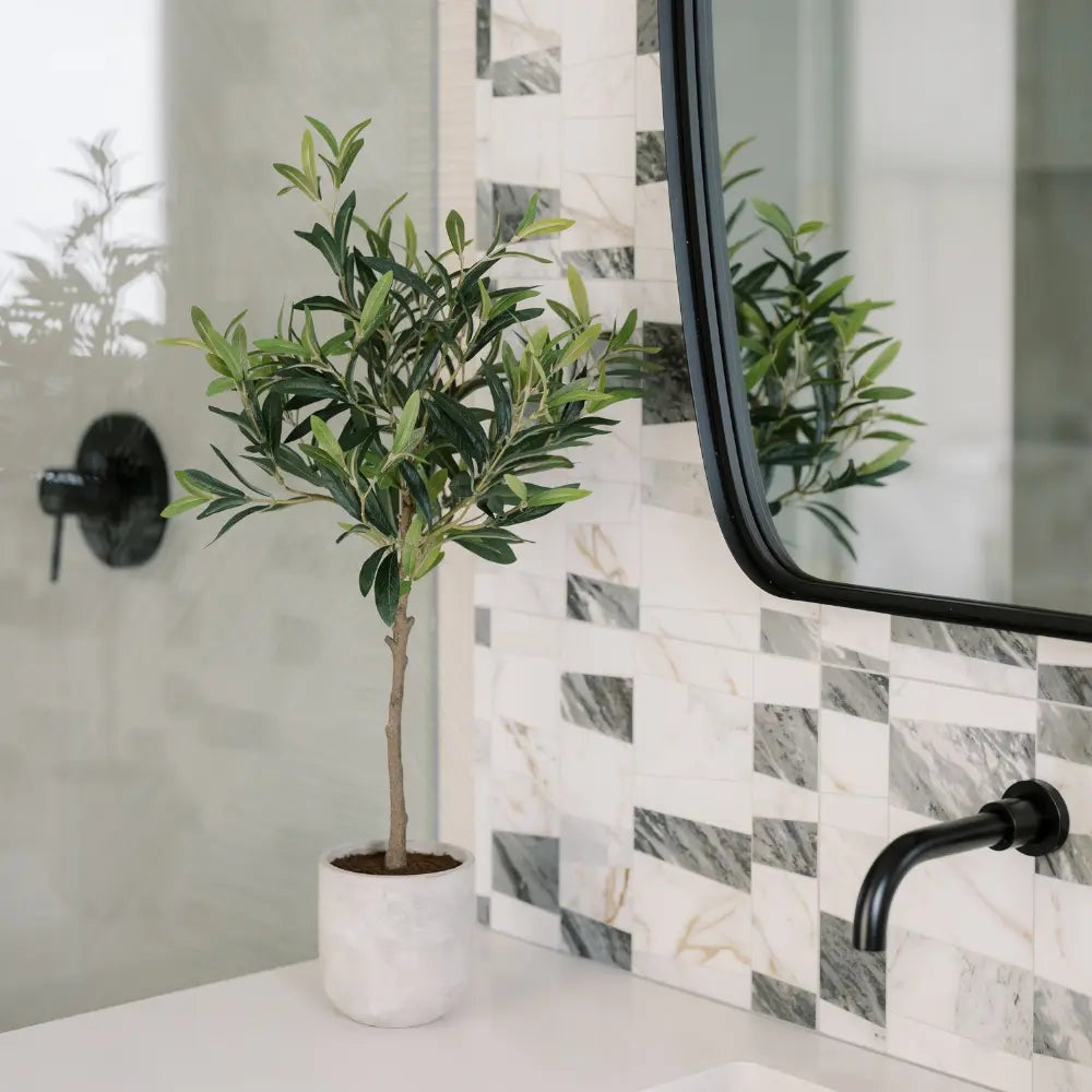 29" Artificial Olive Tree, Set of 2