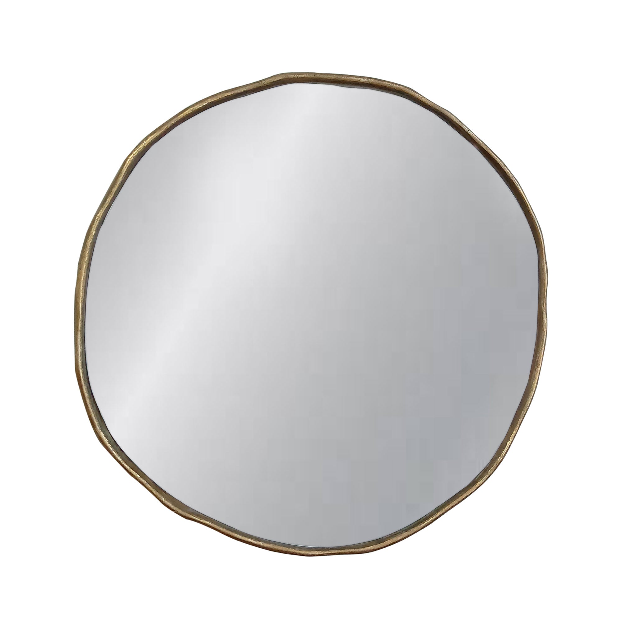 Marni Organic Round Mirror, 29"W, Antique Brass