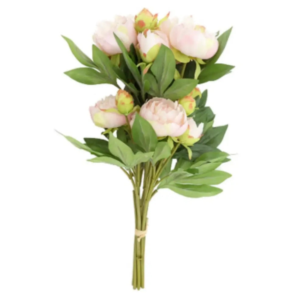 Artificial Light Pink Peony Stems, Set of 5