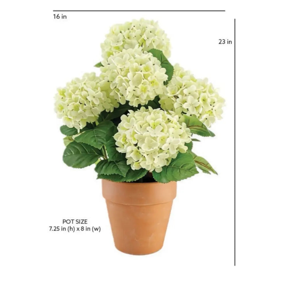 23" Artificial White Potted Hydrangea Plant