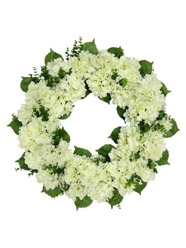 30" Artificial White Hydrangea Wreath