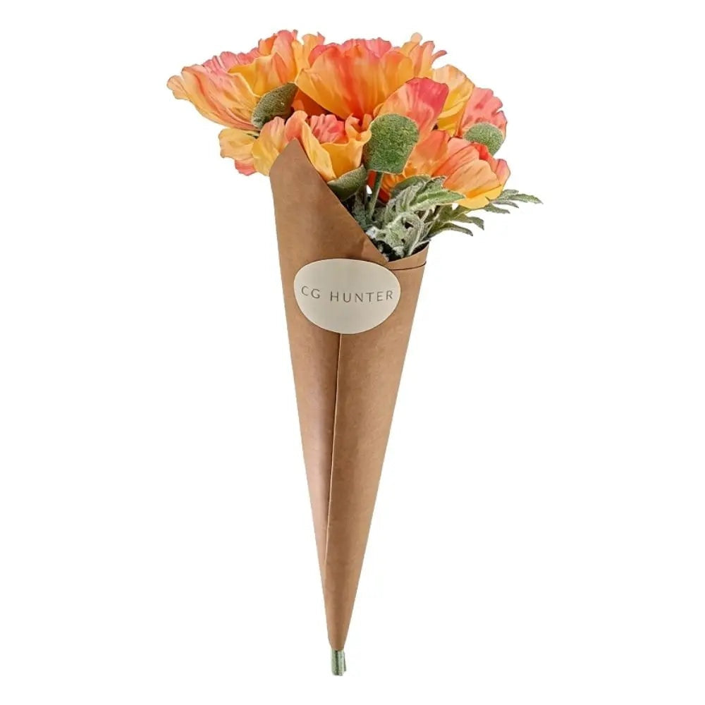 31" Artificial Apricot Poppy Stems, Set of 5