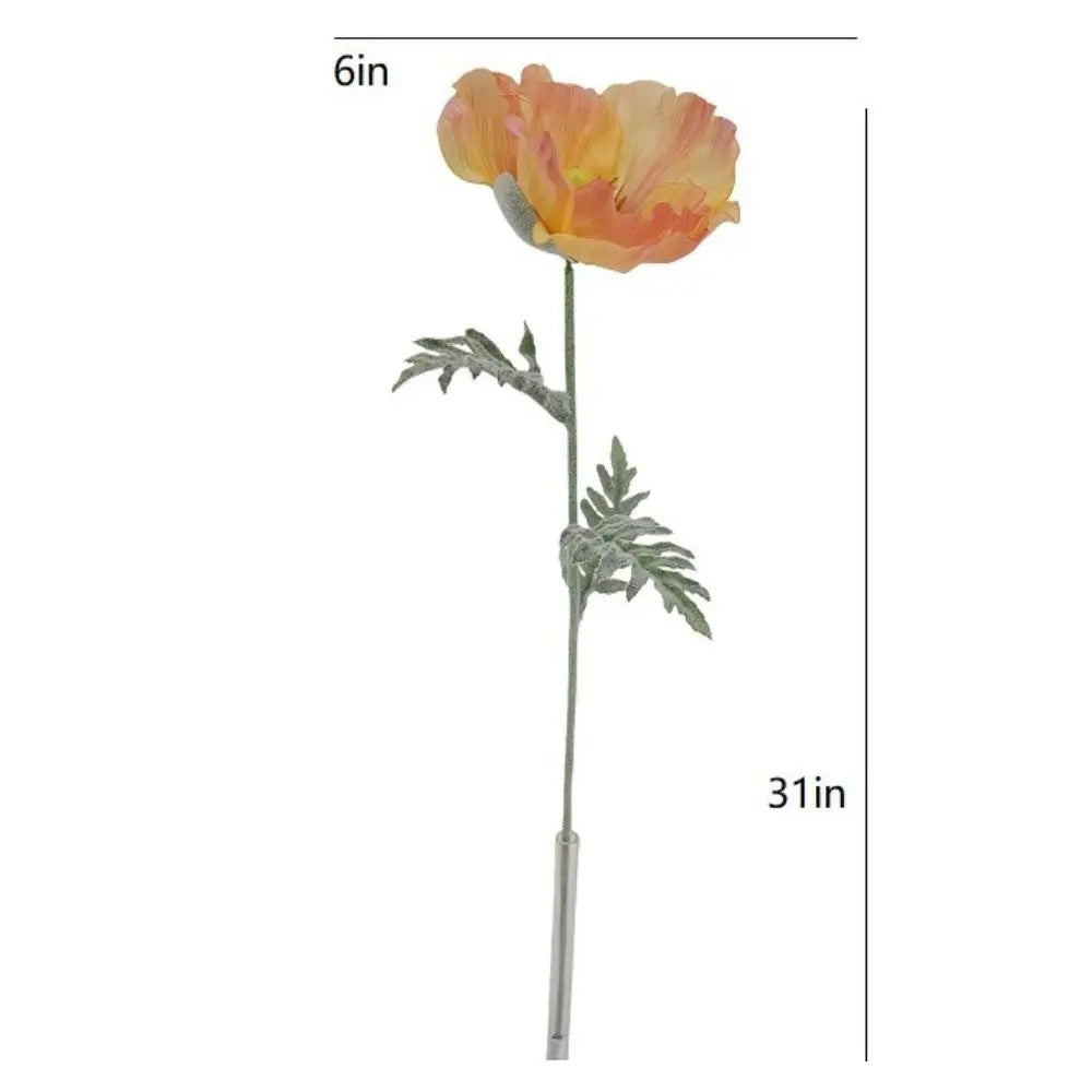 31" Artificial Apricot Poppy Stems, Set of 5