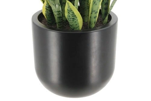 30" Artificial Snake Plants in Black Pots, Set of 2