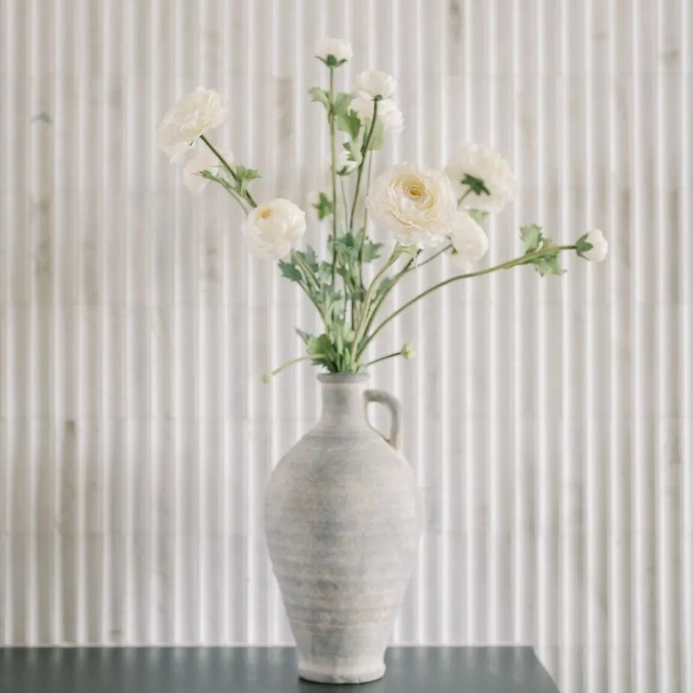 27" Artificial White Ranunculus Stems, Set of 5
