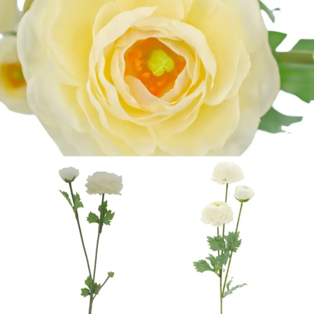 27" Artificial White Ranunculus Stems, Set of 5