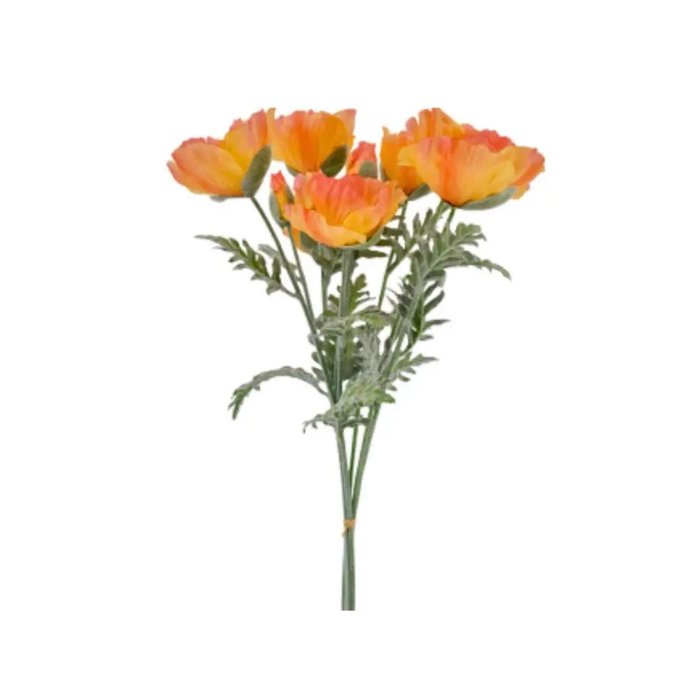 31" Artificial Apricot Poppy Stems, Set of 5
