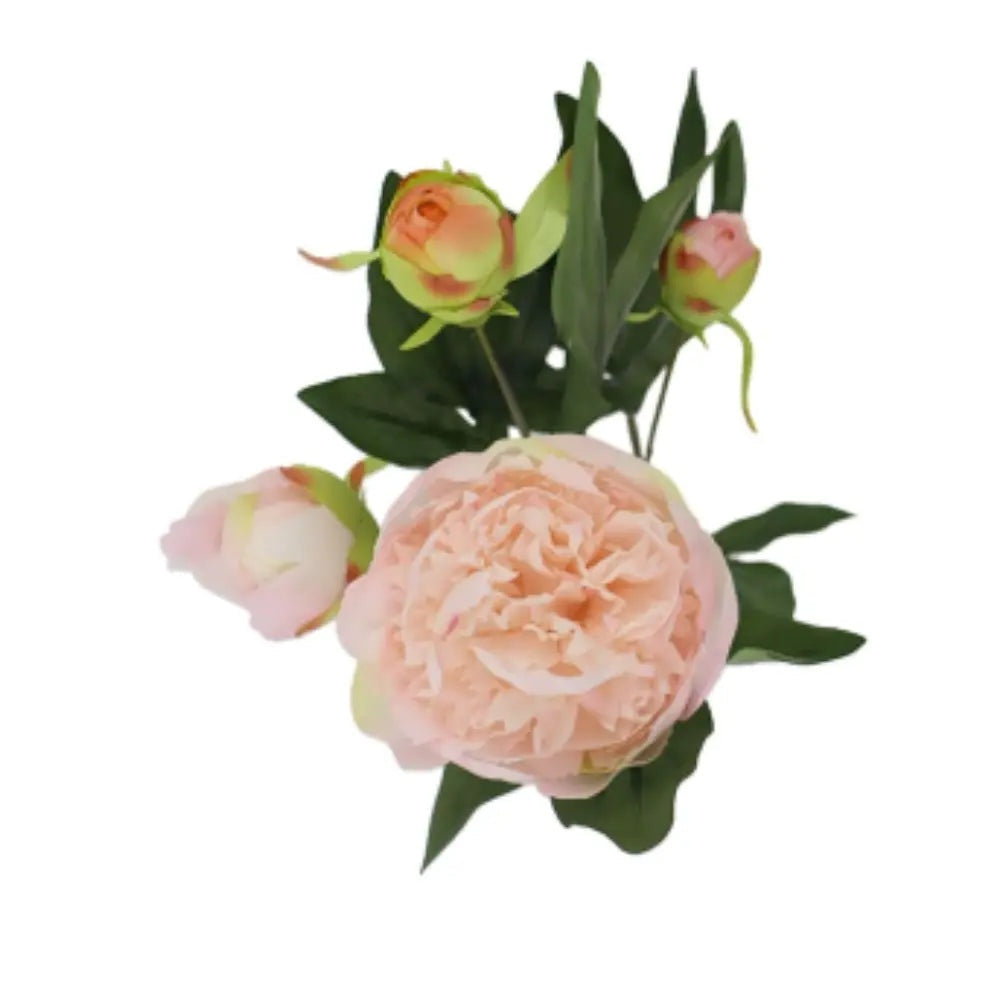 Artificial Light Pink Peony Stems, Set of 5