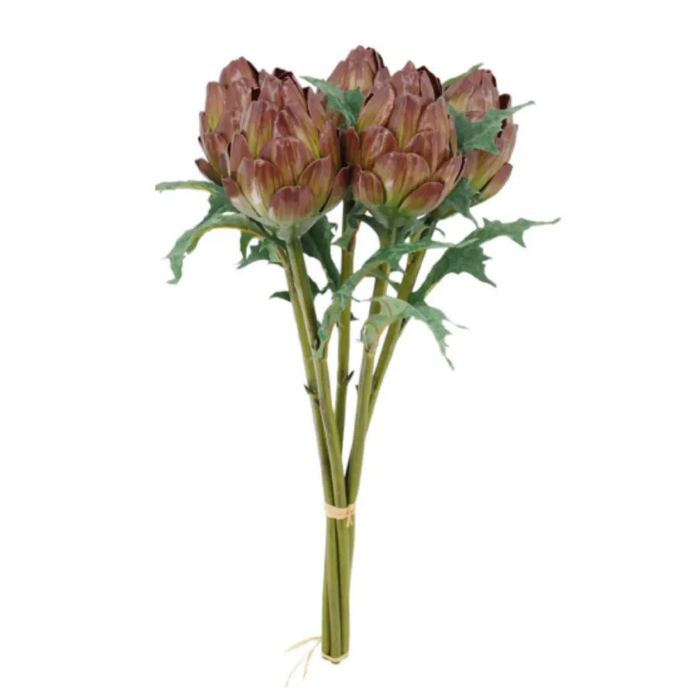 25" Artificial Purple Artichoke Stems, Set of 5