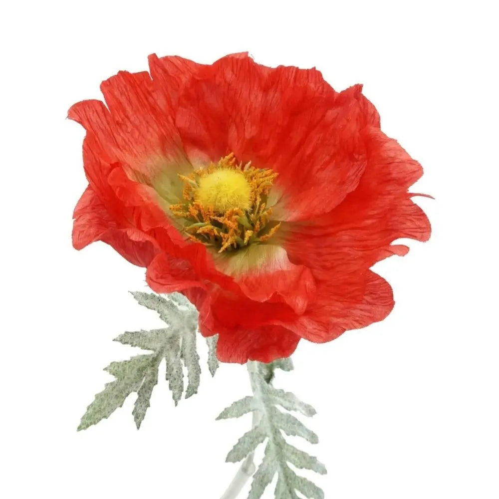 31" Artificial Watermelon Poppy Stems, Set of 5