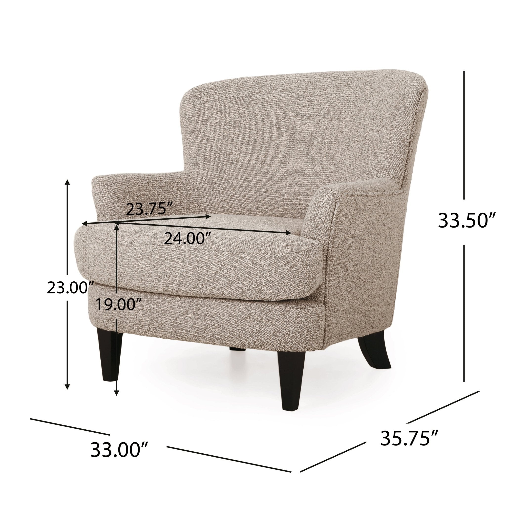 Melodique Boucle Fabric Upholstered Club Chair with Tapered Legs - Accent Chairs