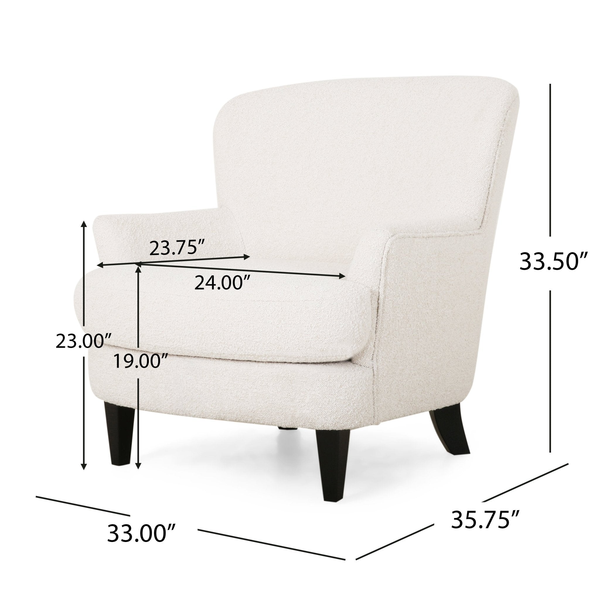 Melodique Boucle Fabric Upholstered Club Chair with Tapered Legs - Accent Chairs