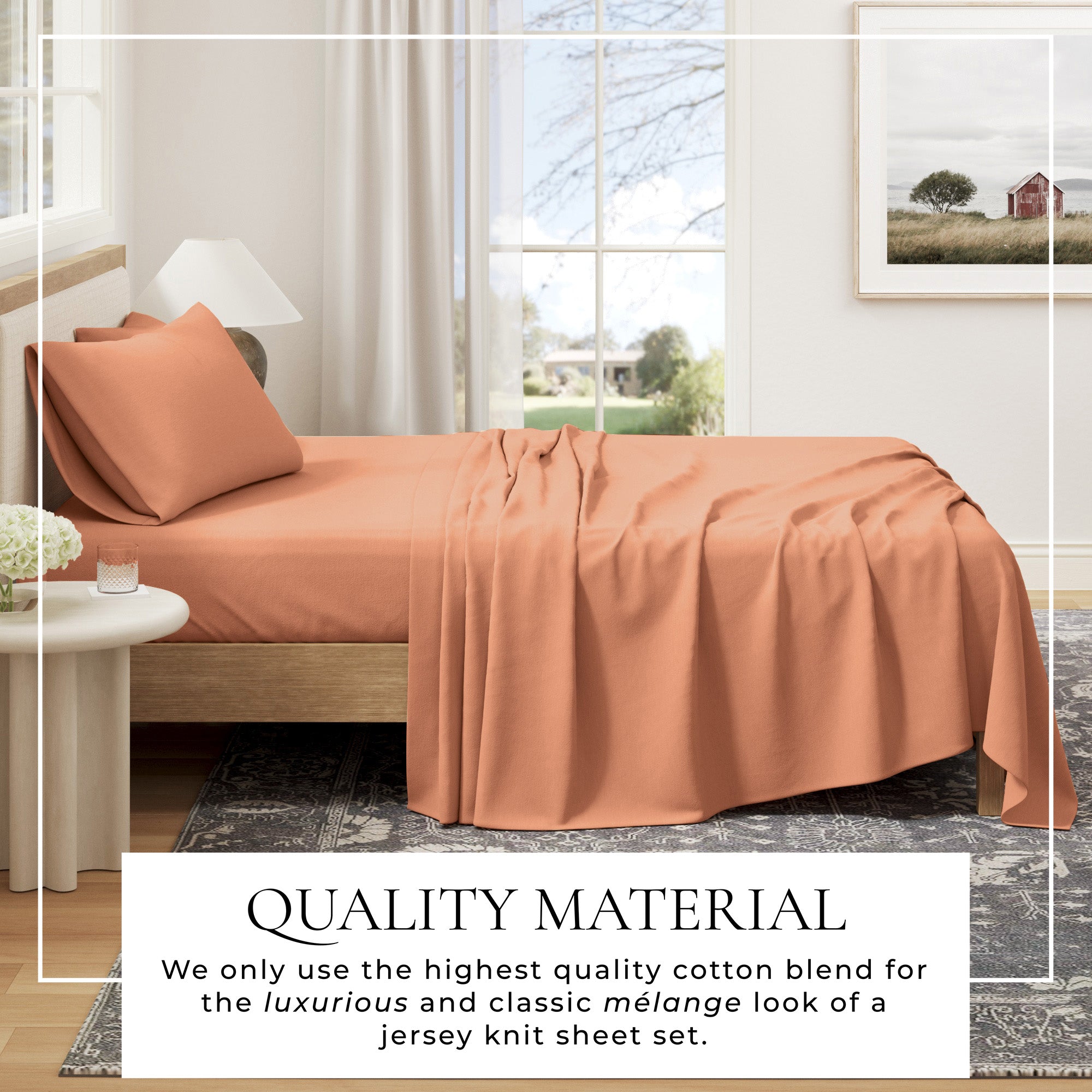 Cotton Heathered Melange Jersey Knit Sheet Set