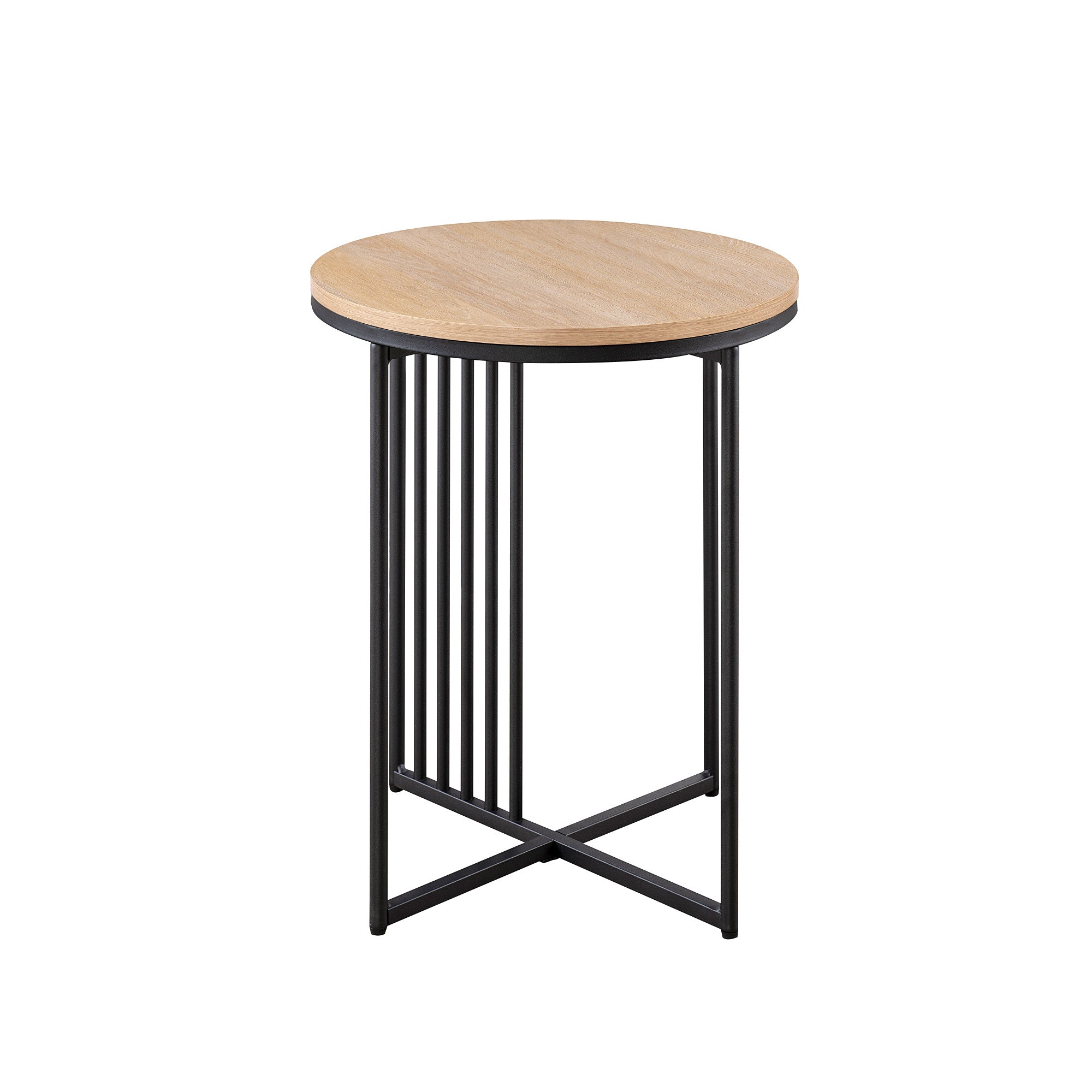 Metal-Slat Round Side Table - End Tables