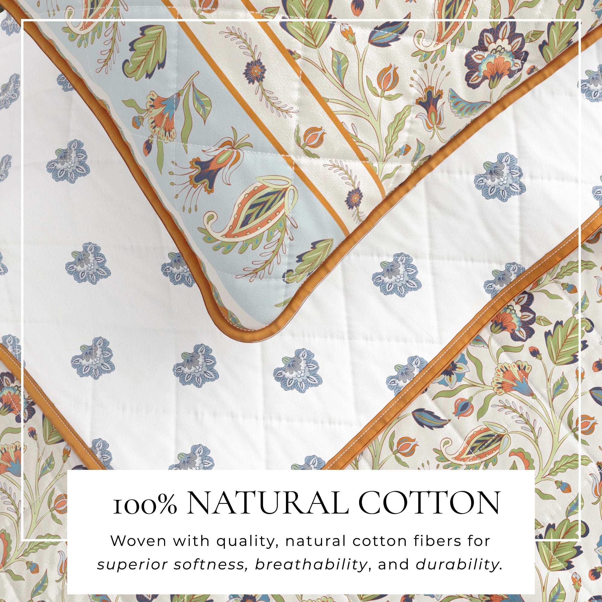 Floral Bordered Cotton Quilt Set