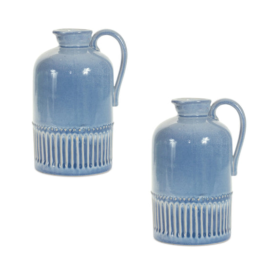 Mini-Ceramic-Jug-Vase-with-Handle,-Set-of-2-Vases