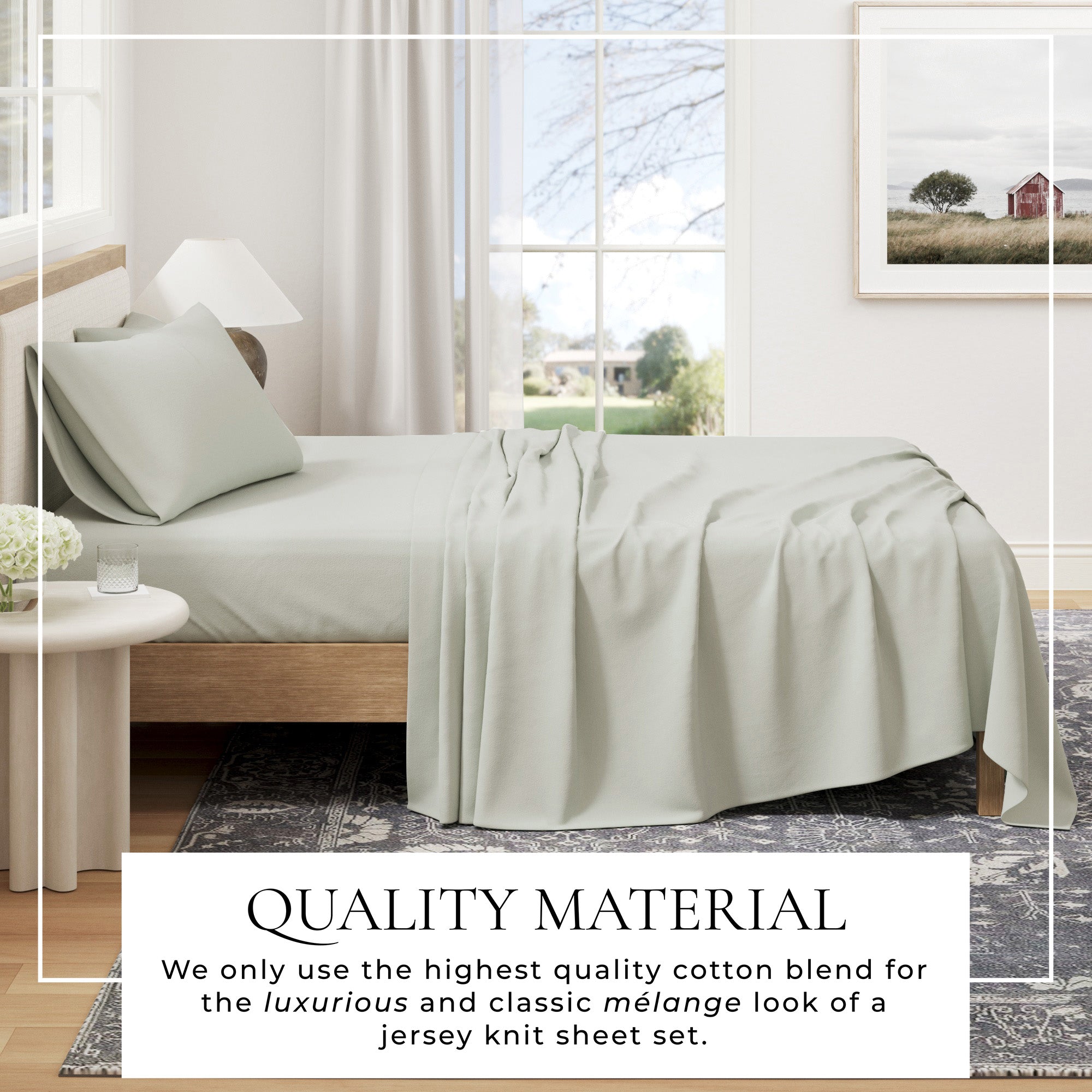 Cotton Heathered Melange Jersey Knit Sheet Set