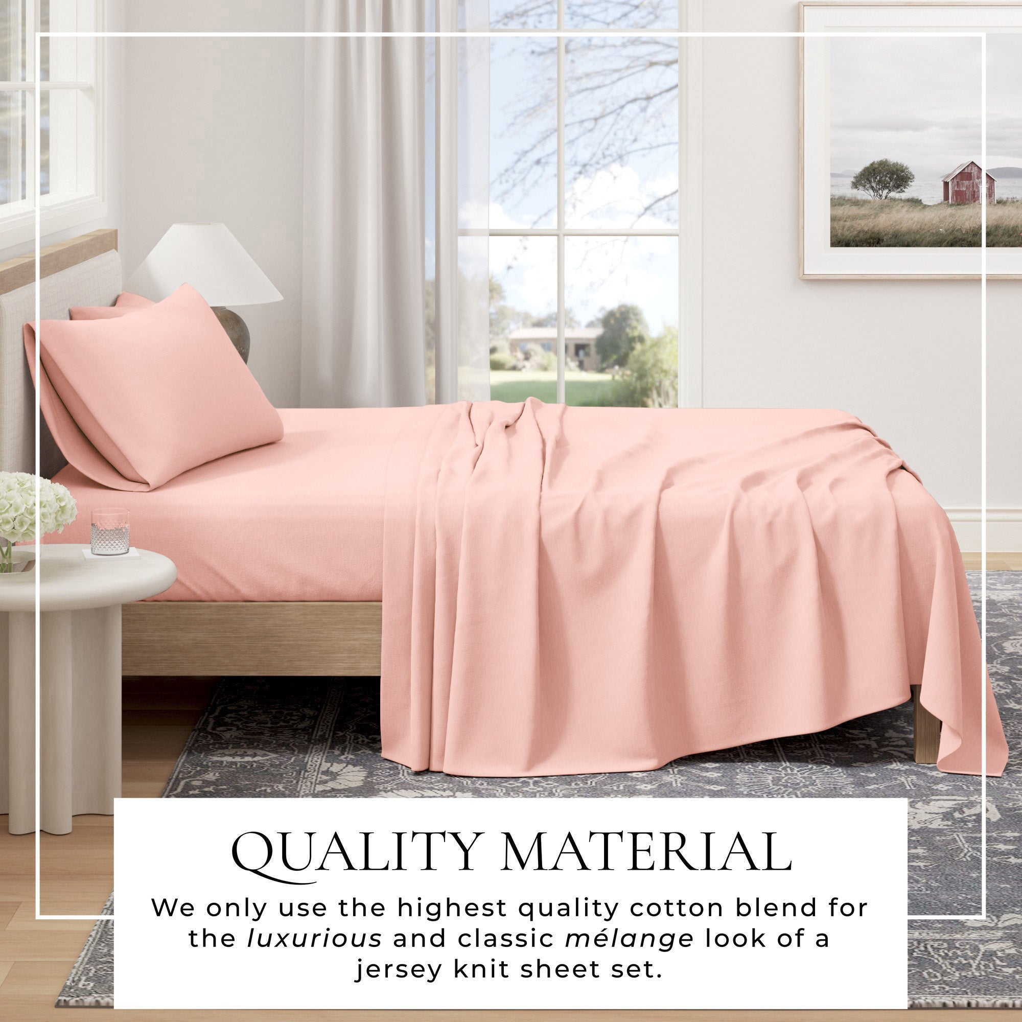 Cotton Heathered Melange Jersey Knit Sheet Set