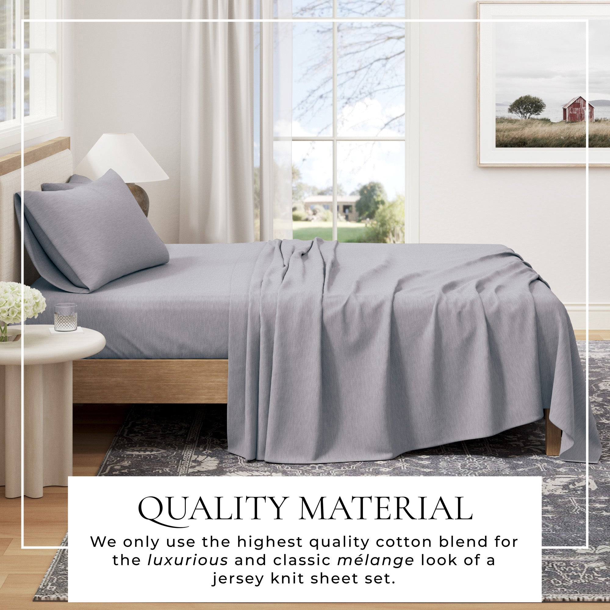 Cotton Heathered Melange Jersey Knit Sheet Set
