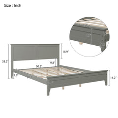 Modern Solid Wood Queen Platform Bed - Beds