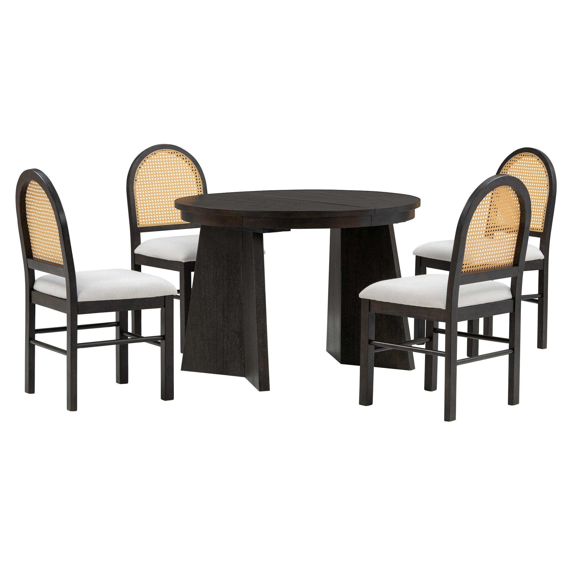 Monza 5 - Piece Dining Set with Extendable Oval Table and 4 Upholstered Chairs - Dining Room Sets