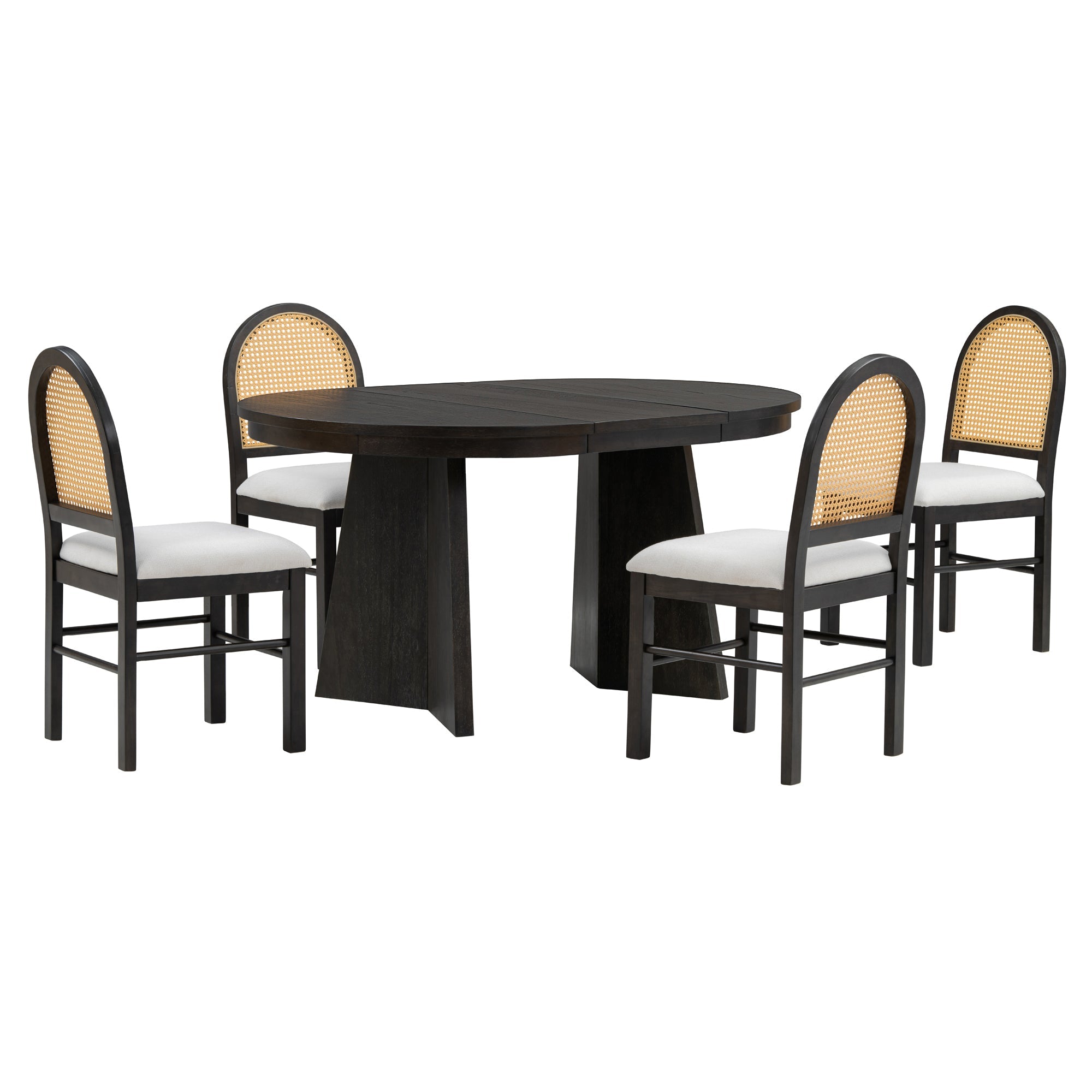 Monza 5 - Piece Dining Set with Extendable Oval Table and 4 Upholstered Chairs - Dining Room Sets