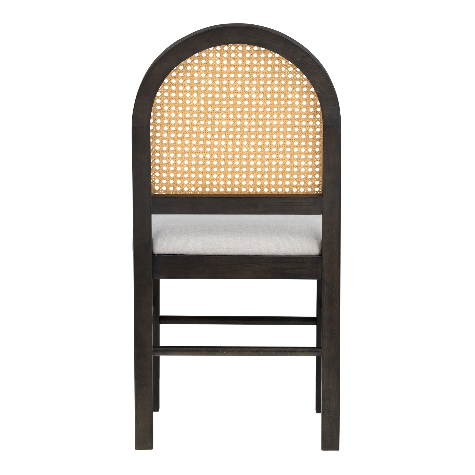 Monza Upholstered Dining Chair with Rattan Backrest and Wood Legs - Dining Chairs