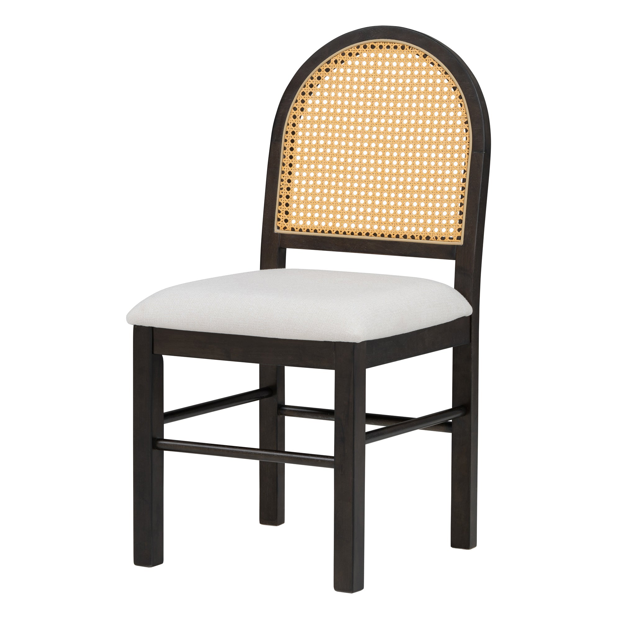 Monza Upholstered Dining Chair with Rattan Backrest and Wood Legs - Dining Chairs