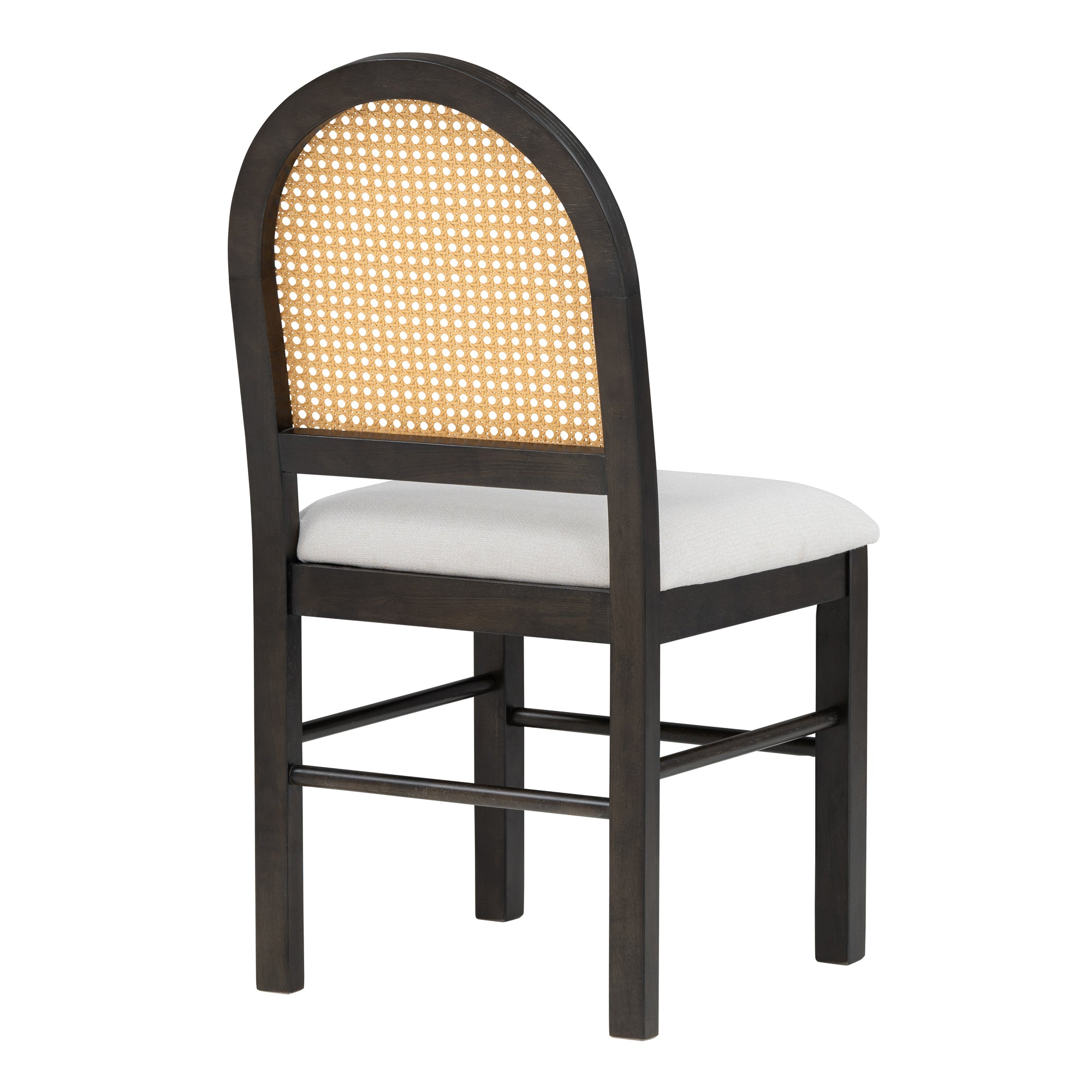 Monza Upholstered Dining Chair with Rattan Backrest and Wood Legs - Dining Chairs