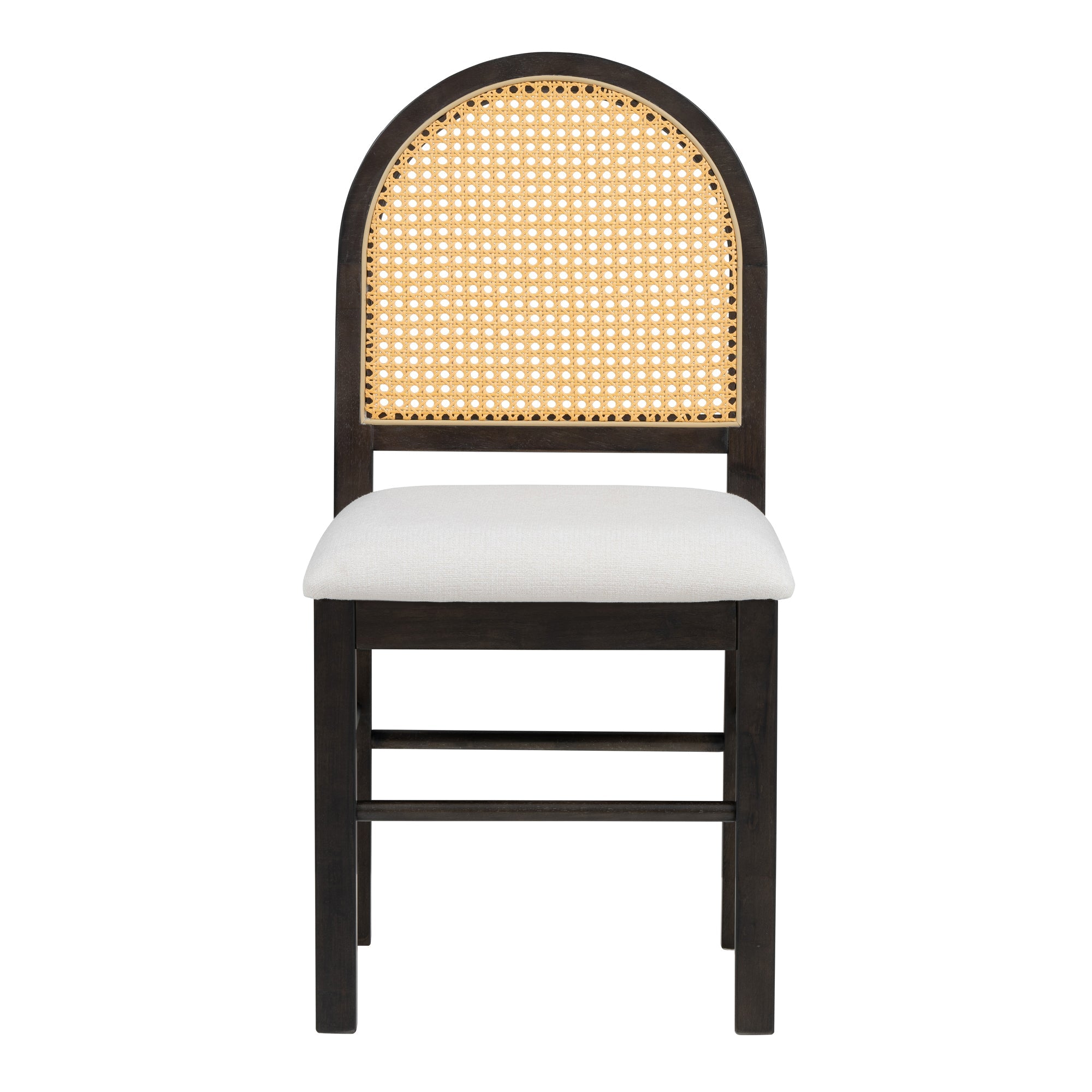Monza Upholstered Dining Chair with Rattan Backrest and Wood Legs - Dining Chairs