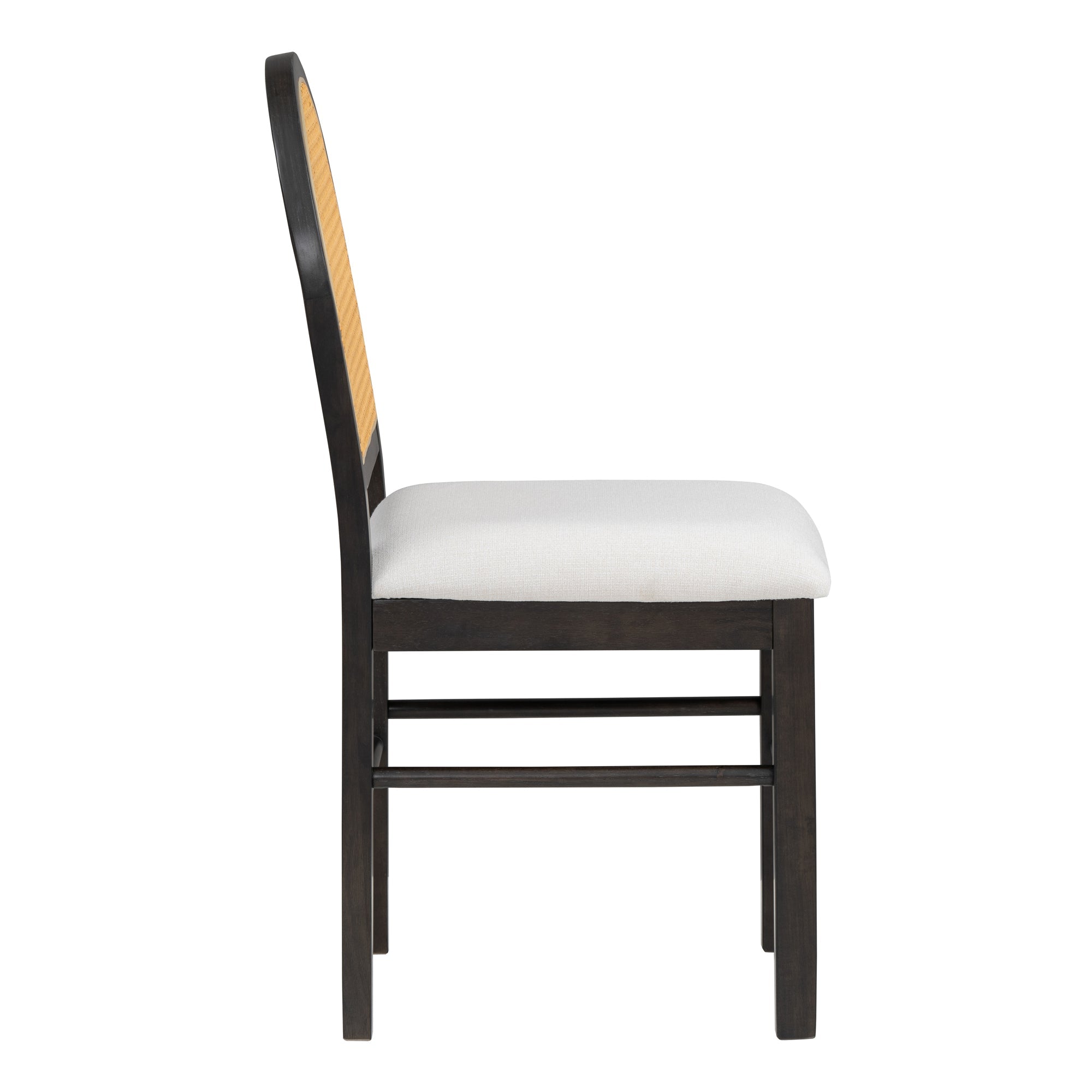 Monza Upholstered Dining Chair with Rattan Backrest and Wood Legs - Dining Chairs