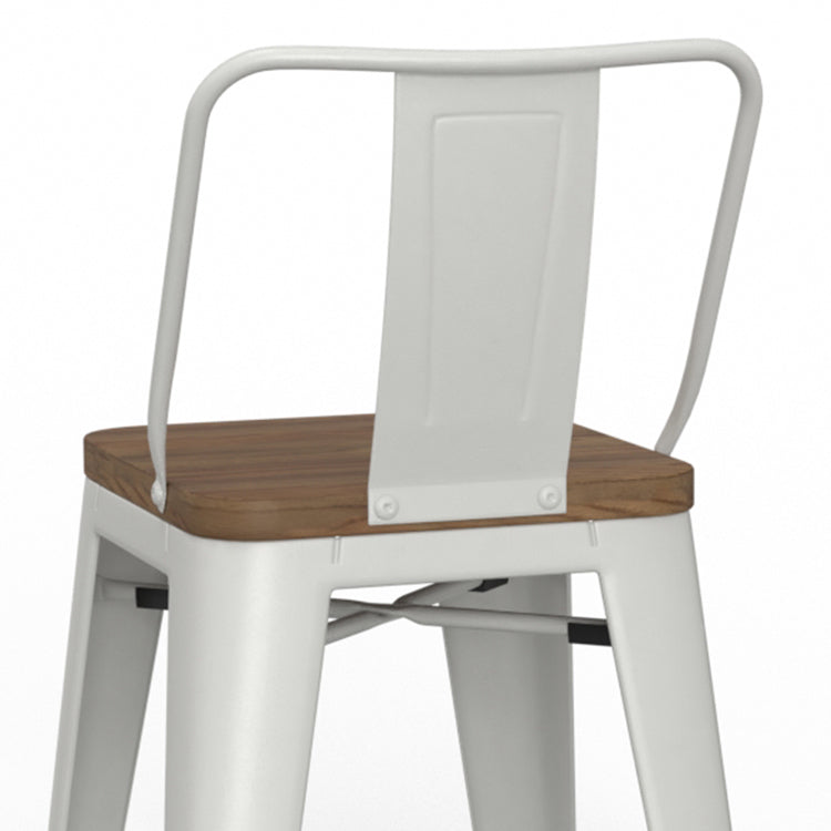 Boundless Metal/Wood Counter Stool with Curved Back, Cross Brace and Footrest, Set of 2