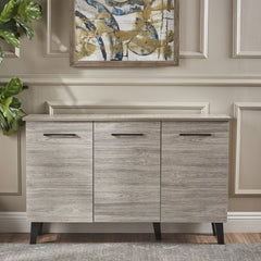 Multi Function Cabinet with 3 Doors and Solid Wood Legs - Storage Cabinets