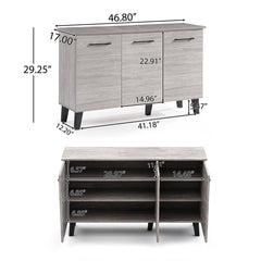 Multi Function Cabinet with 3 Doors and Solid Wood Legs - Storage Cabinets