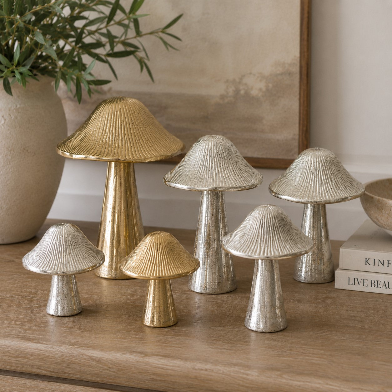 Aluminum Mushroom Tabletop Figurine
