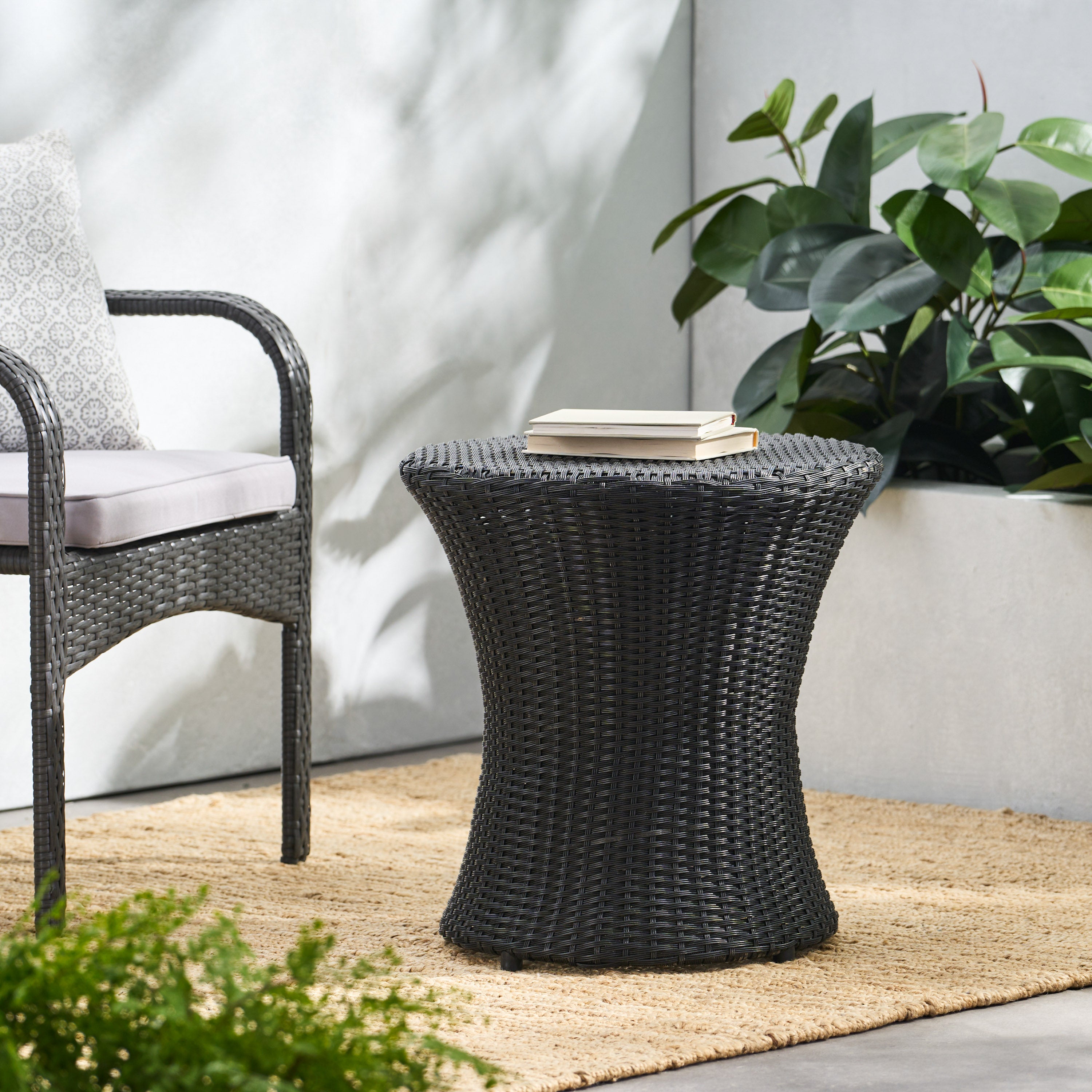 Thrive Hourglass Rattan Outdoor Side Table