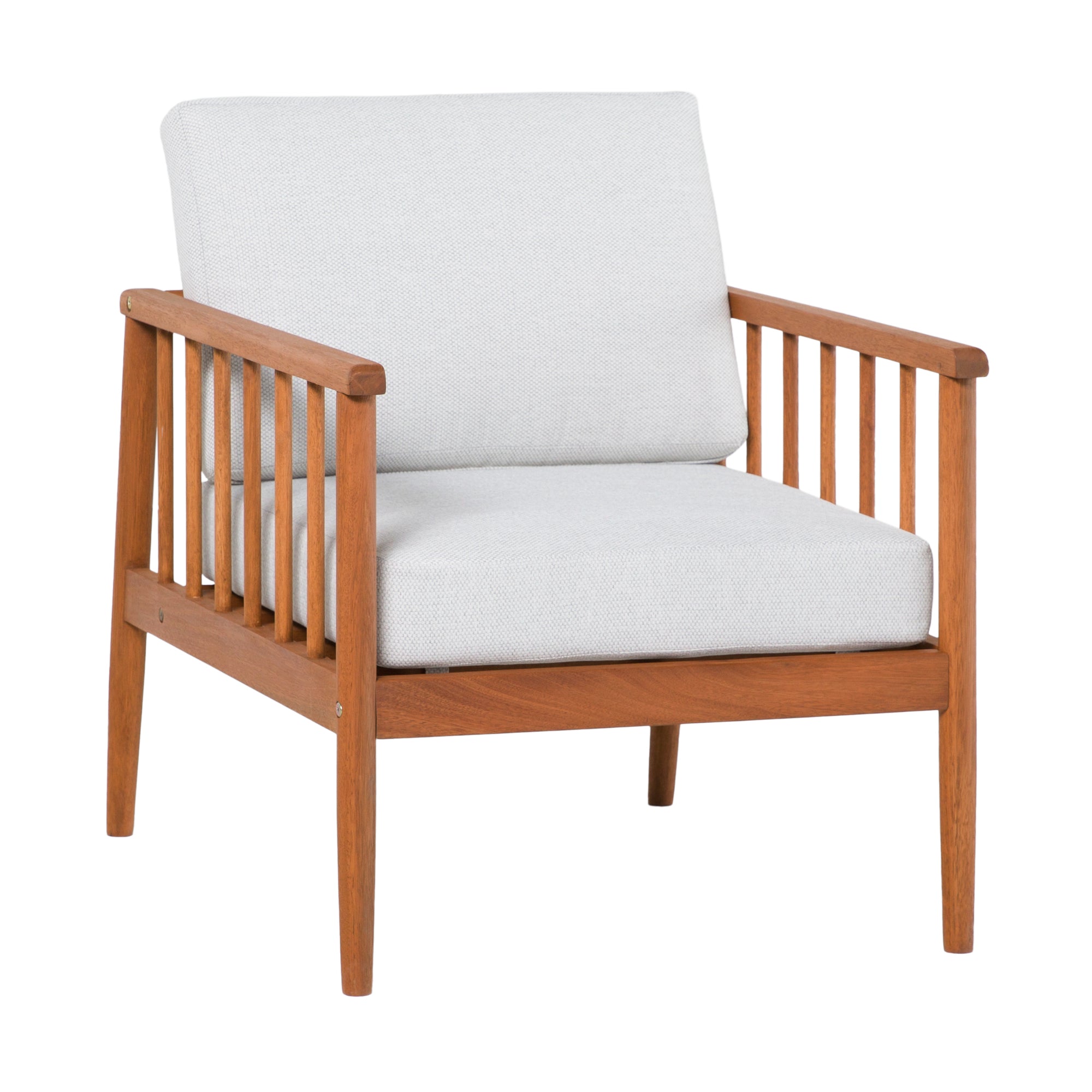 Mysticara Cushioned Eucalyptus Wood Patio Accent Chair - Outdoor Patio Chair