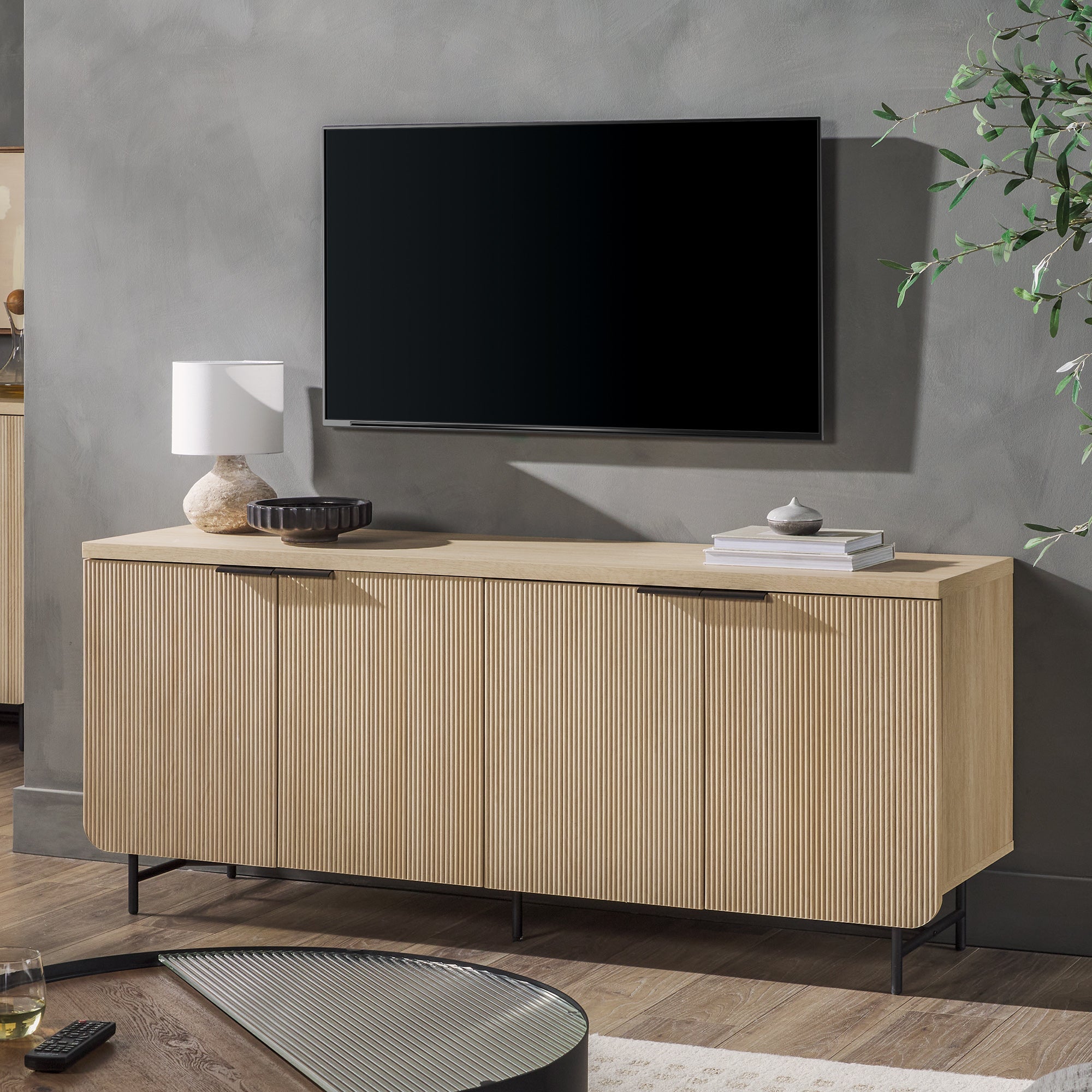 Mystified Sideboard with 4 Fluted Doors - Buffets & Sideboards