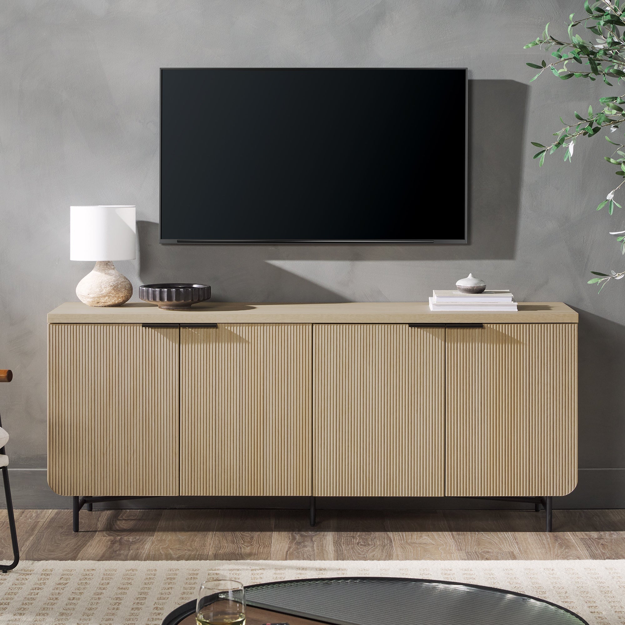 Mystified Sideboard with 4 Fluted Doors - Buffets & Sideboards