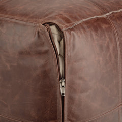 Mystiquea Buffalo Leather Upholstered Square Pouf - Pouf