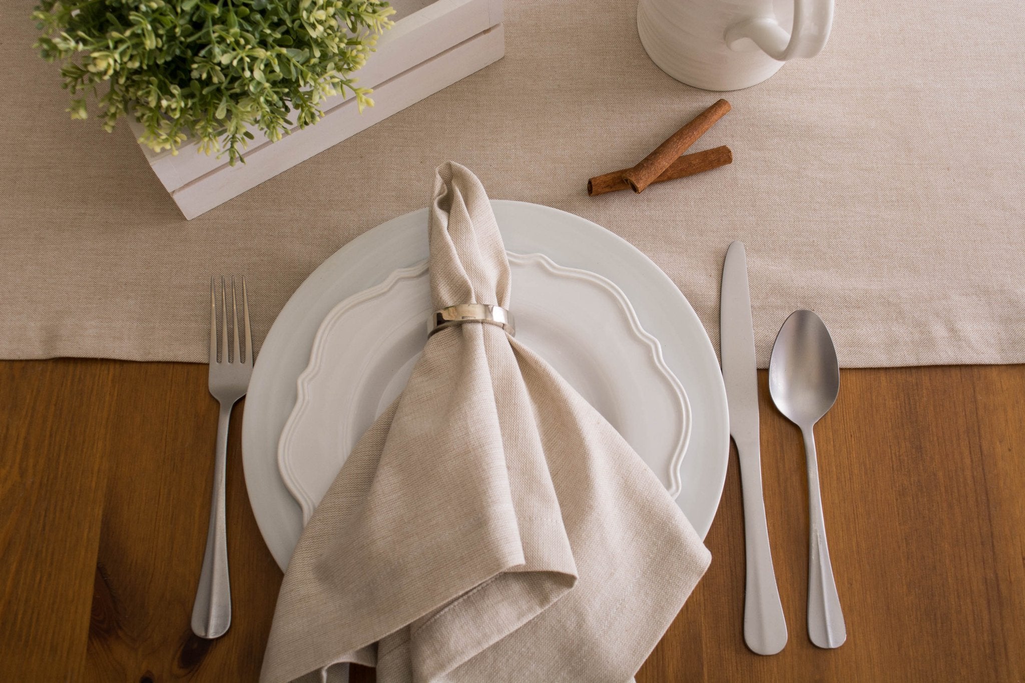Natural Solid Chambray Table Runner 14X72 - Table Runners