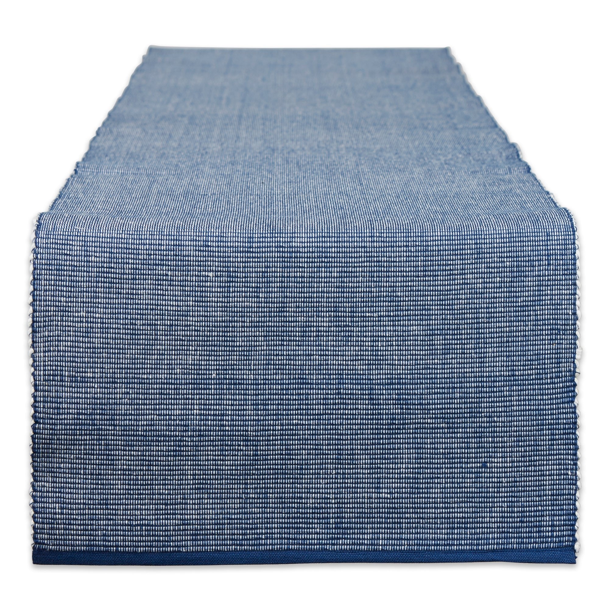 Navy/White 2 - Tone Ribbed Table Runner 13X108 - Table Runners