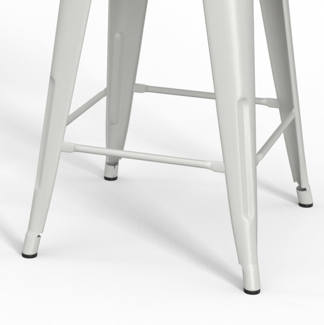 Boundless Metal/Wood Counter Stool with Curved Back, Cross Brace and Footrest, Set of 2