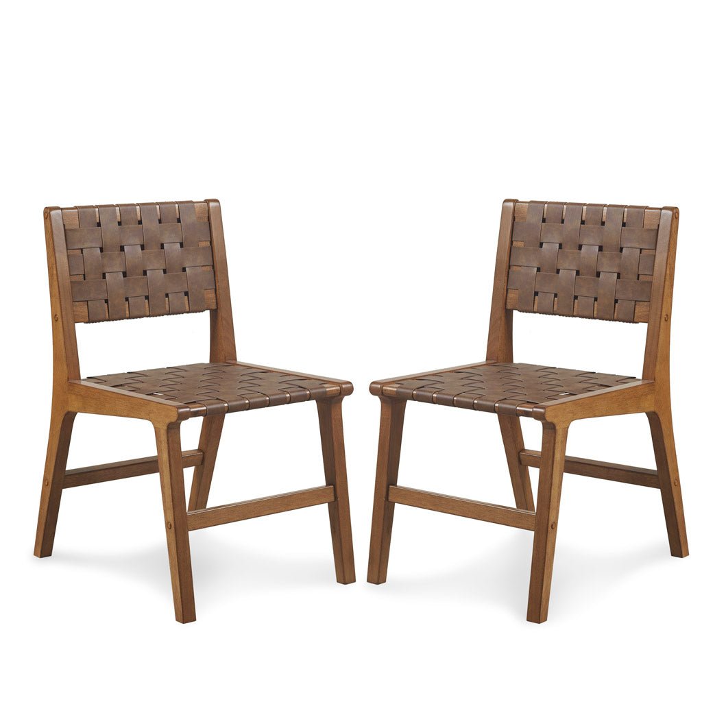 Nebuluxe Faux Leather Woven Dining Chair, Set of 2 - Dining Chairs