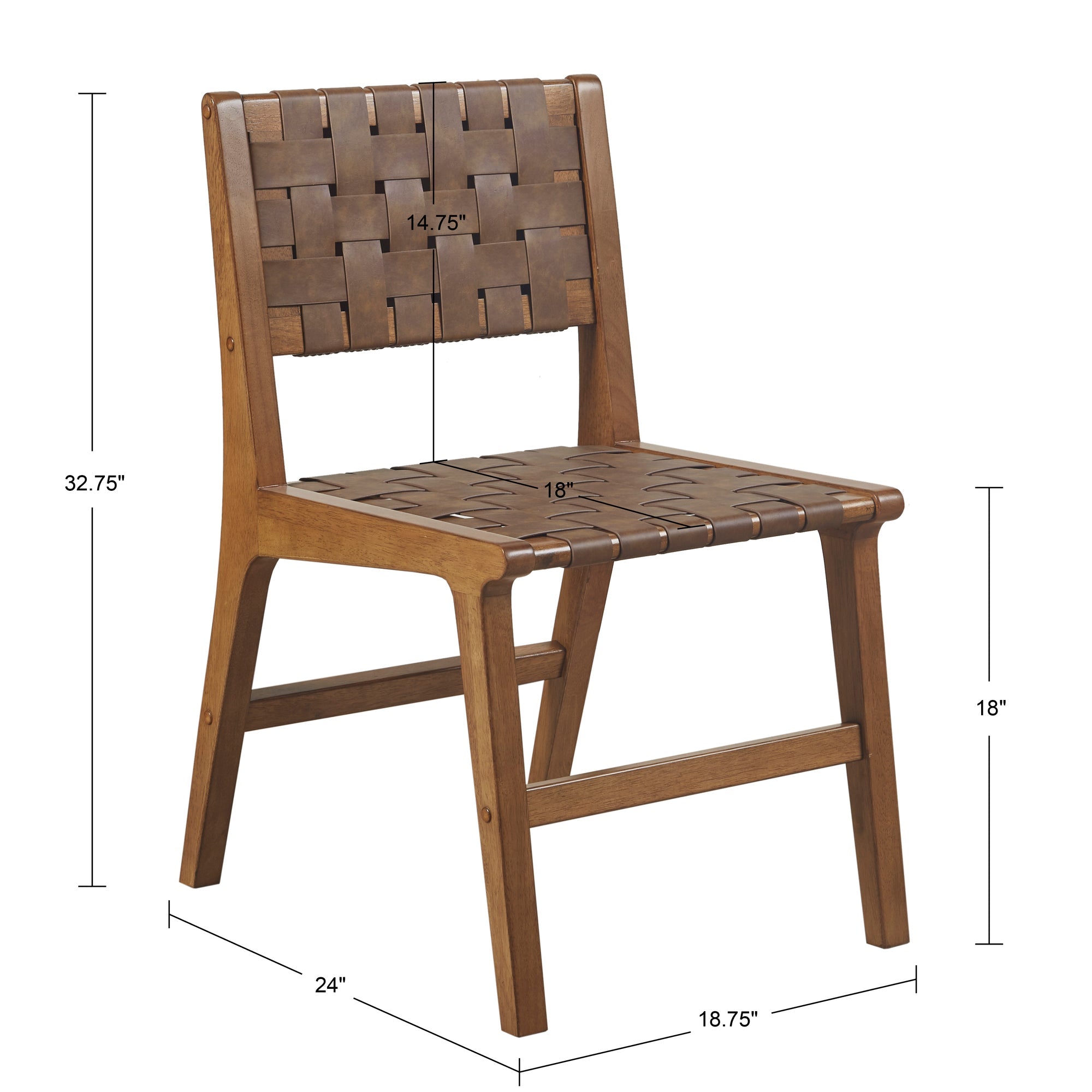 Nebuluxe Faux Leather Woven Dining Chair, Set of 2 - Dining Chairs